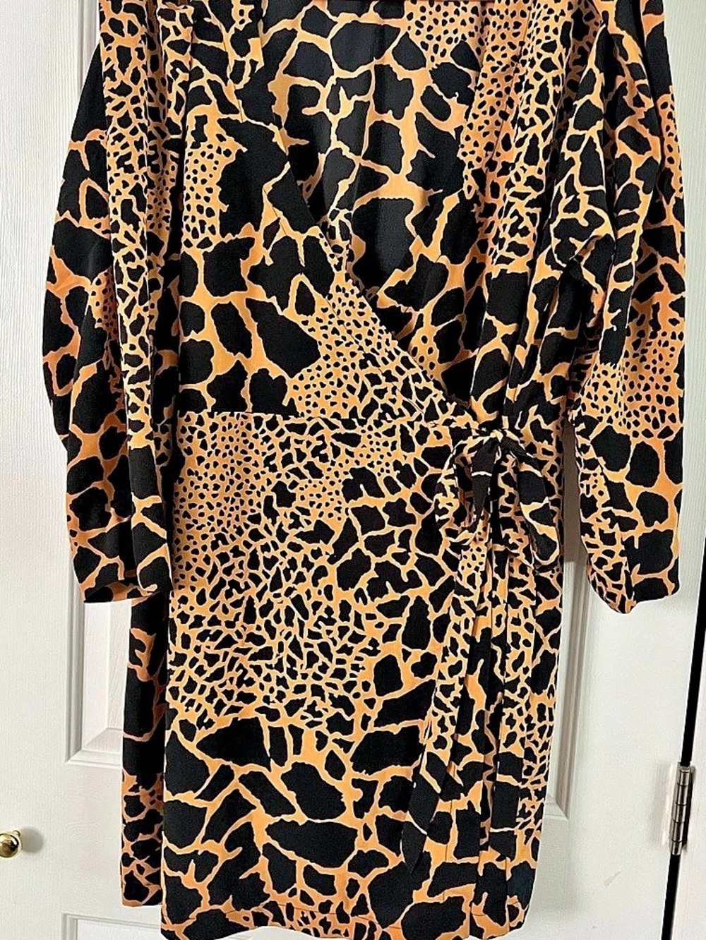 ASOS Animal Print Wrap Mini Dress Orange & Black US 20 Like New